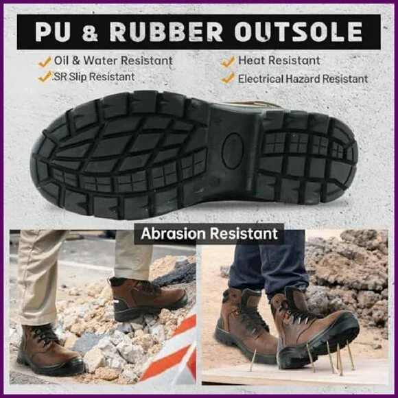 High Top Waterproof Safety Boots Slip Resistant Work Boots Size 7 10 6.5